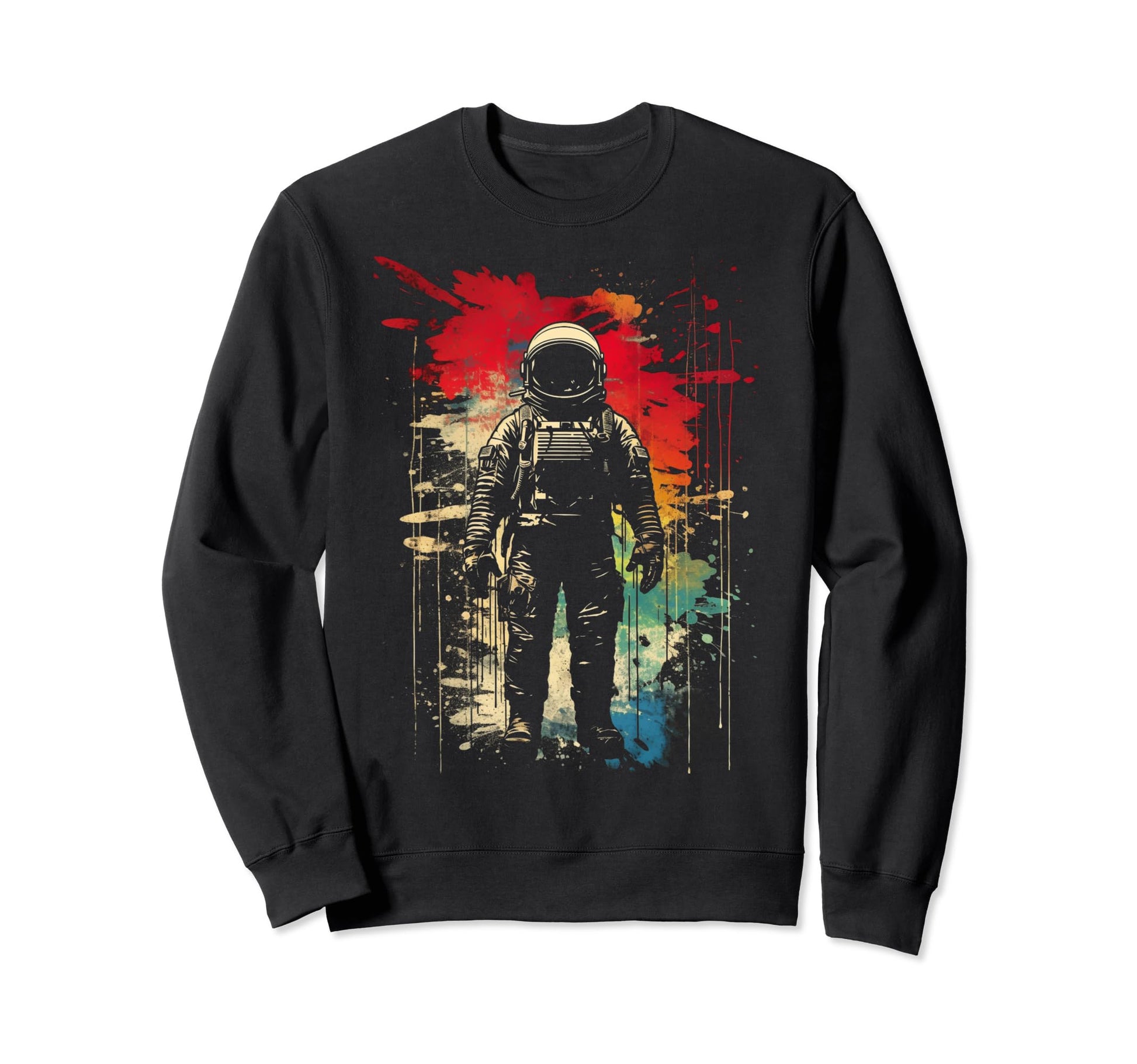 Astronaut Distressed 90S Space Sweatshirt - Unique Graphic Men Women - T-Shirt, Sweatshirt, Hoodie