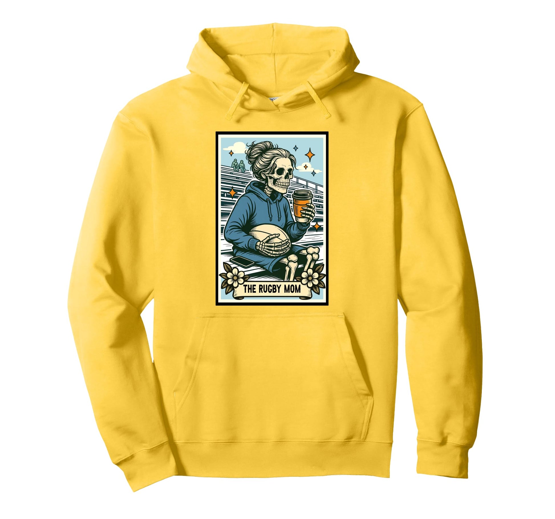 Rugby Mama Game Day Skeleton Rugby Hoodie - Fun Novelty Design for Adults - T-Shirt, Sweatshirt, Hoodie