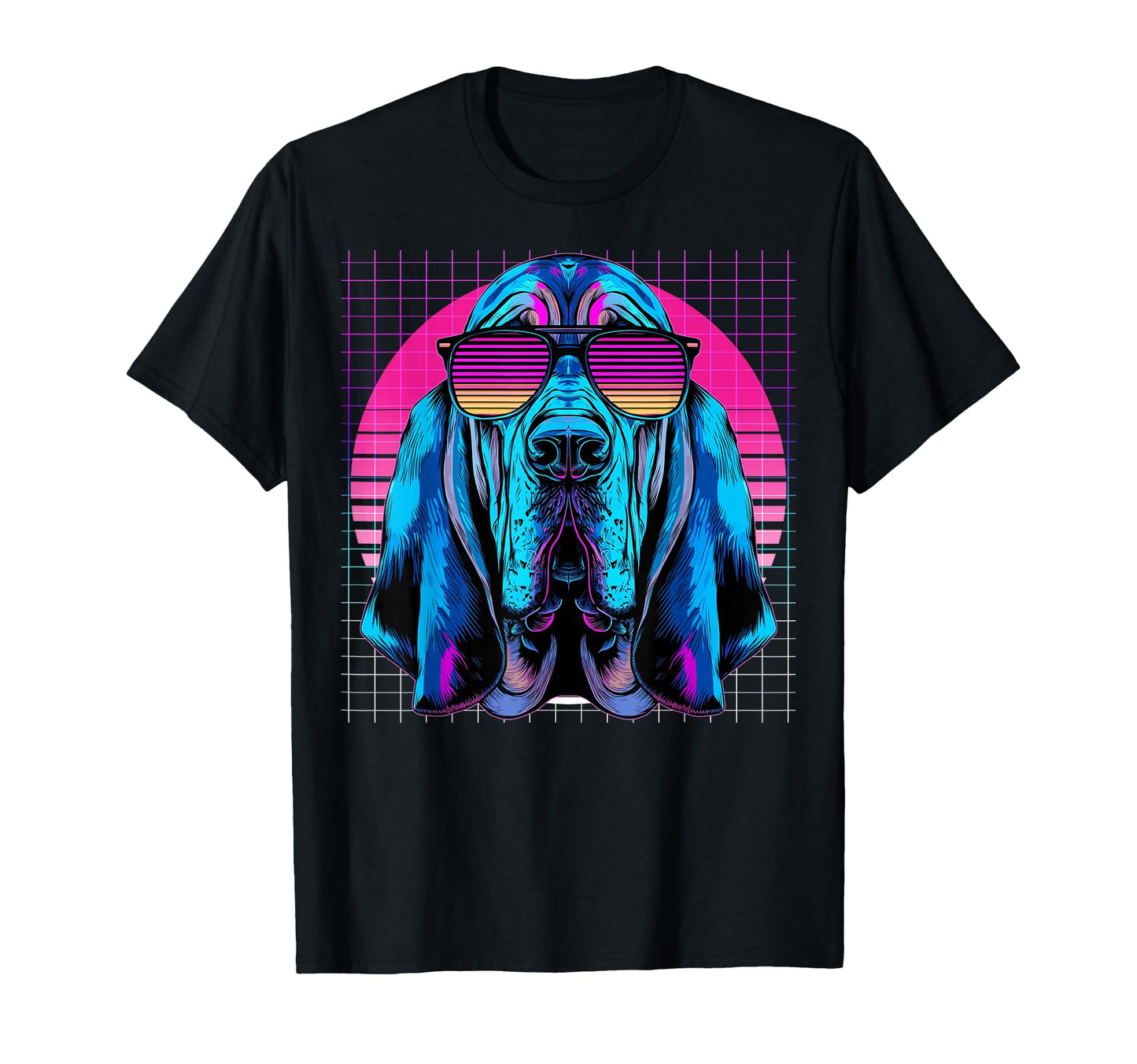 Bloodhound Sunglasses Dog Vaporwave T-Shirt - Graphic Print Unisex - T-Shirt, Sweatshirt, Hoodie