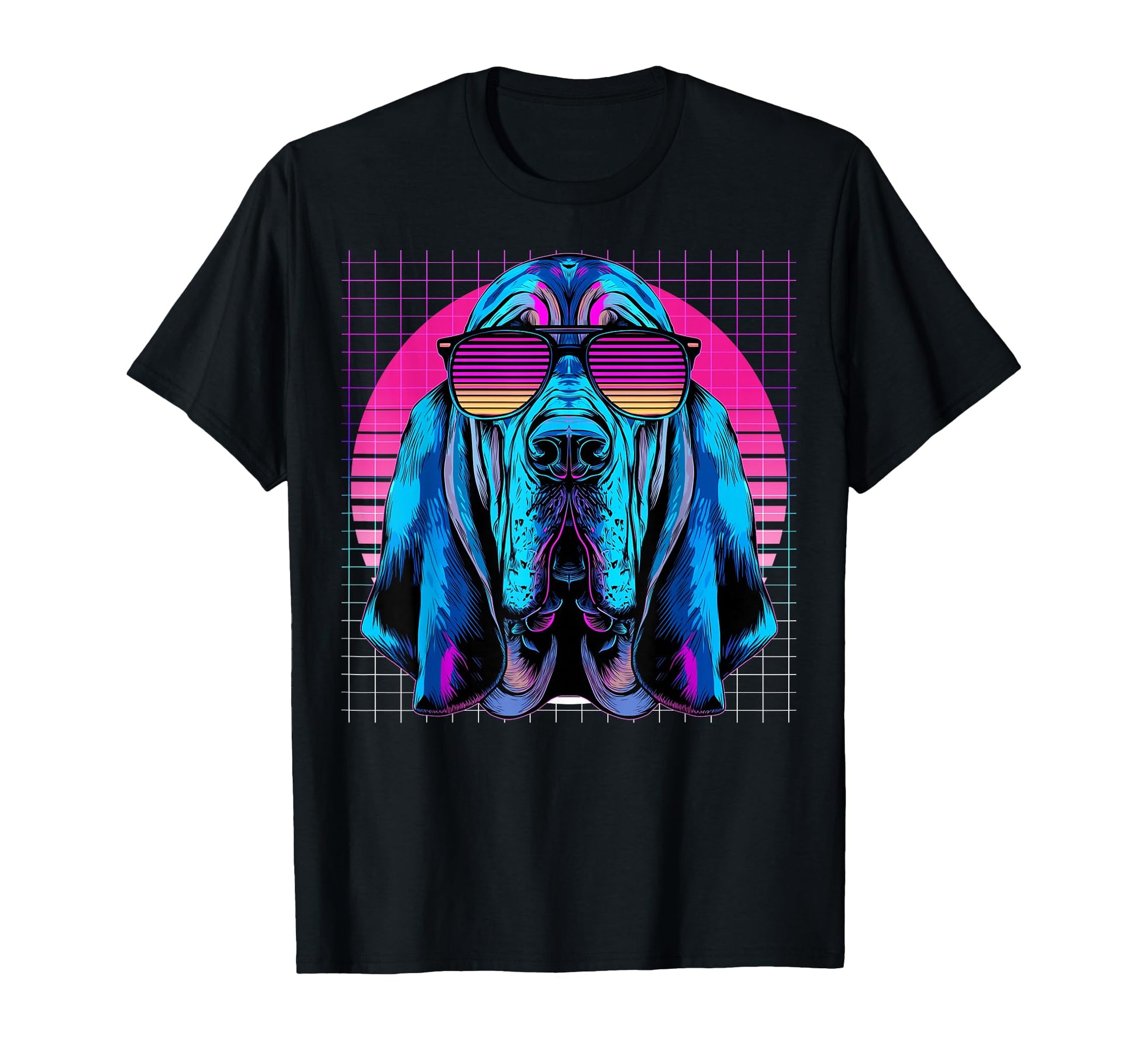 Bloodhound Sunglasses Dog Vaporwave T-Shirt - Graphic Print Unisex - T-Shirt, Sweatshirt, Hoodie