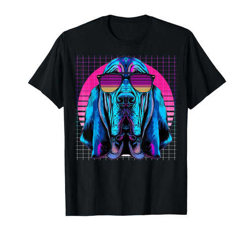 Bloodhound Sunglasses Dog Vaporwave T-Shirt - Graphic Print Unisex - T-Shirt, Sweatshirt, Hoodie