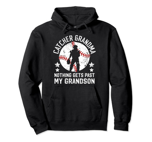My Grandson Baseball Catcher Grandma Hoodie - Unique Graphic Unisex - T-Shirt, Sweatshirt, Hoodie