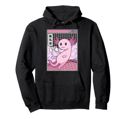 Axolotl Gaming Kawaii Grid Vaporwave Hoodie - Trendy Graphic Men Women - T-Shirt, Sweatshirt, Hoodie
