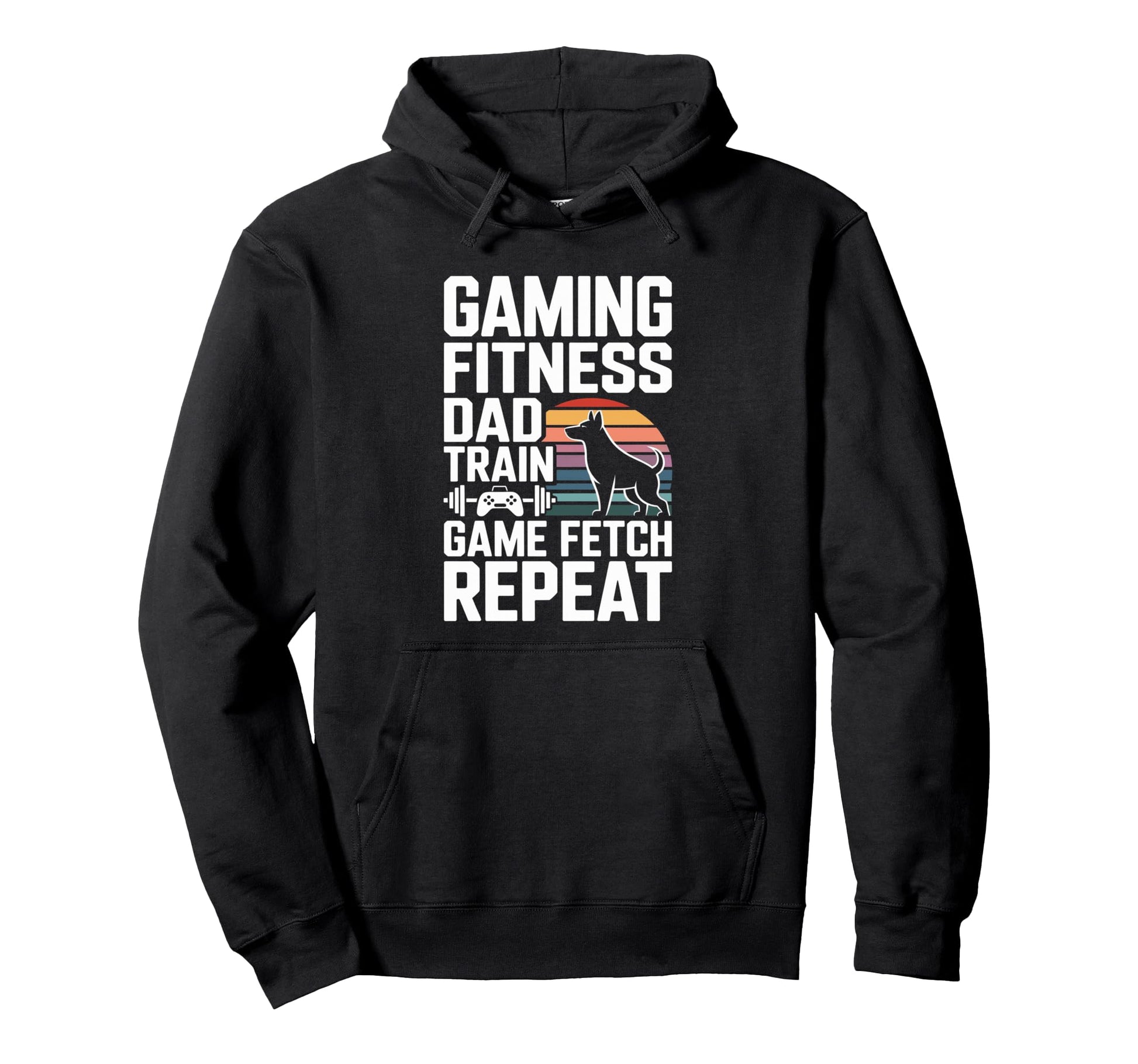 Gaming Fitness Dad Train Game Fetch Hoodie - Novelty Apparel for Adults - T-Shirt, Sweatshirt, Hoodie