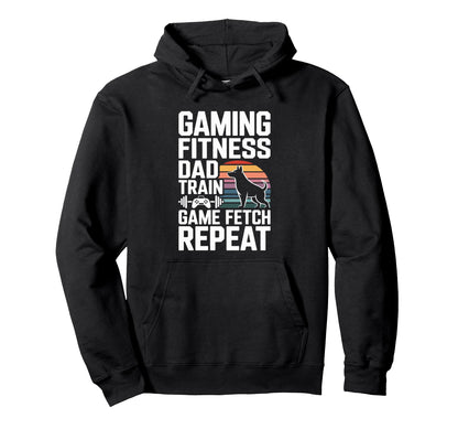 Gaming Fitness Dad Train Game Fetch Hoodie - Novelty Apparel for Adults - T-Shirt, Sweatshirt, Hoodie
