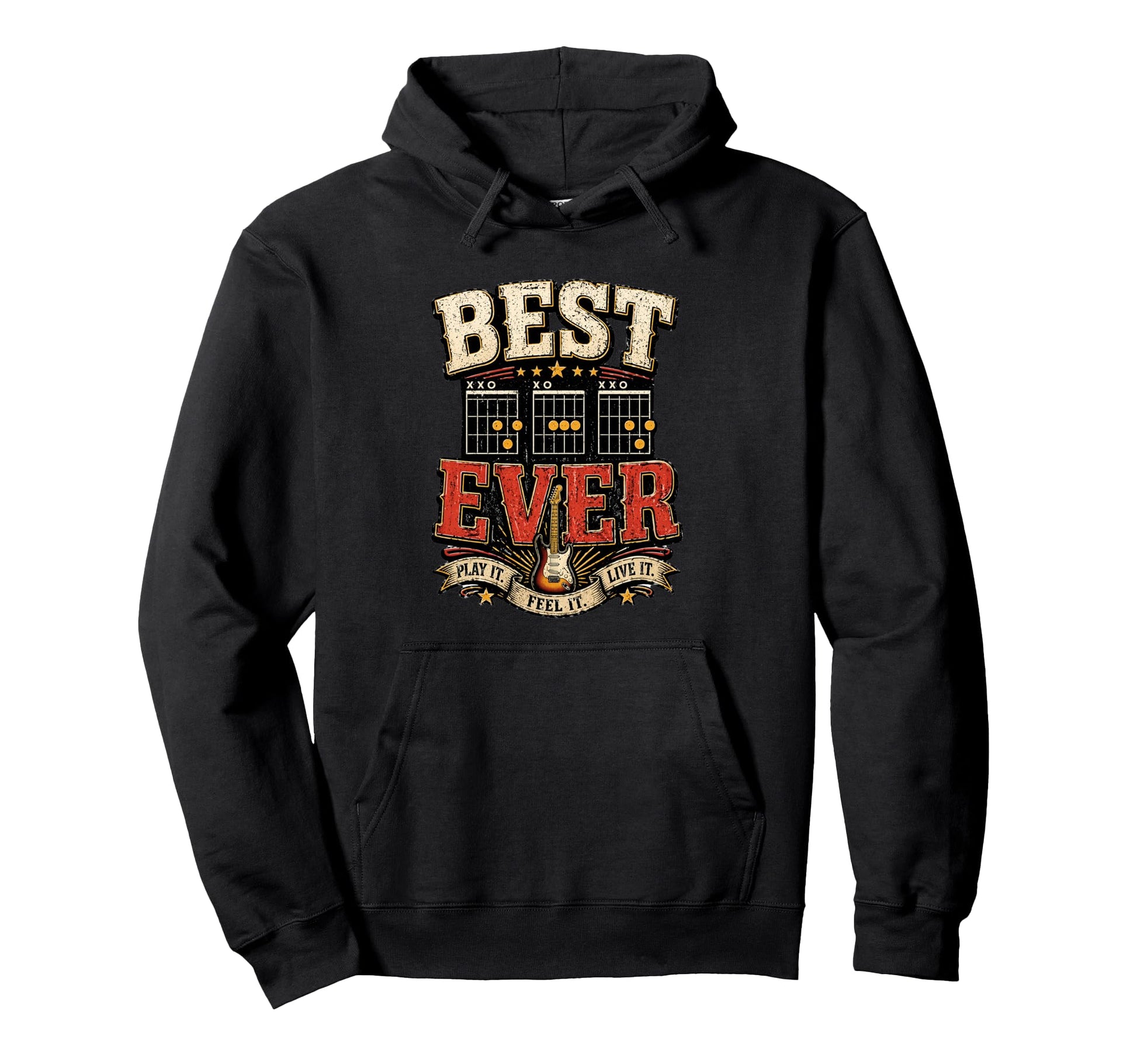 Best Dad Ever Guitar Chords Rock Music Hoodie - Streetwear Style Unisex - T-Shirt, Sweatshirt, Hoodie