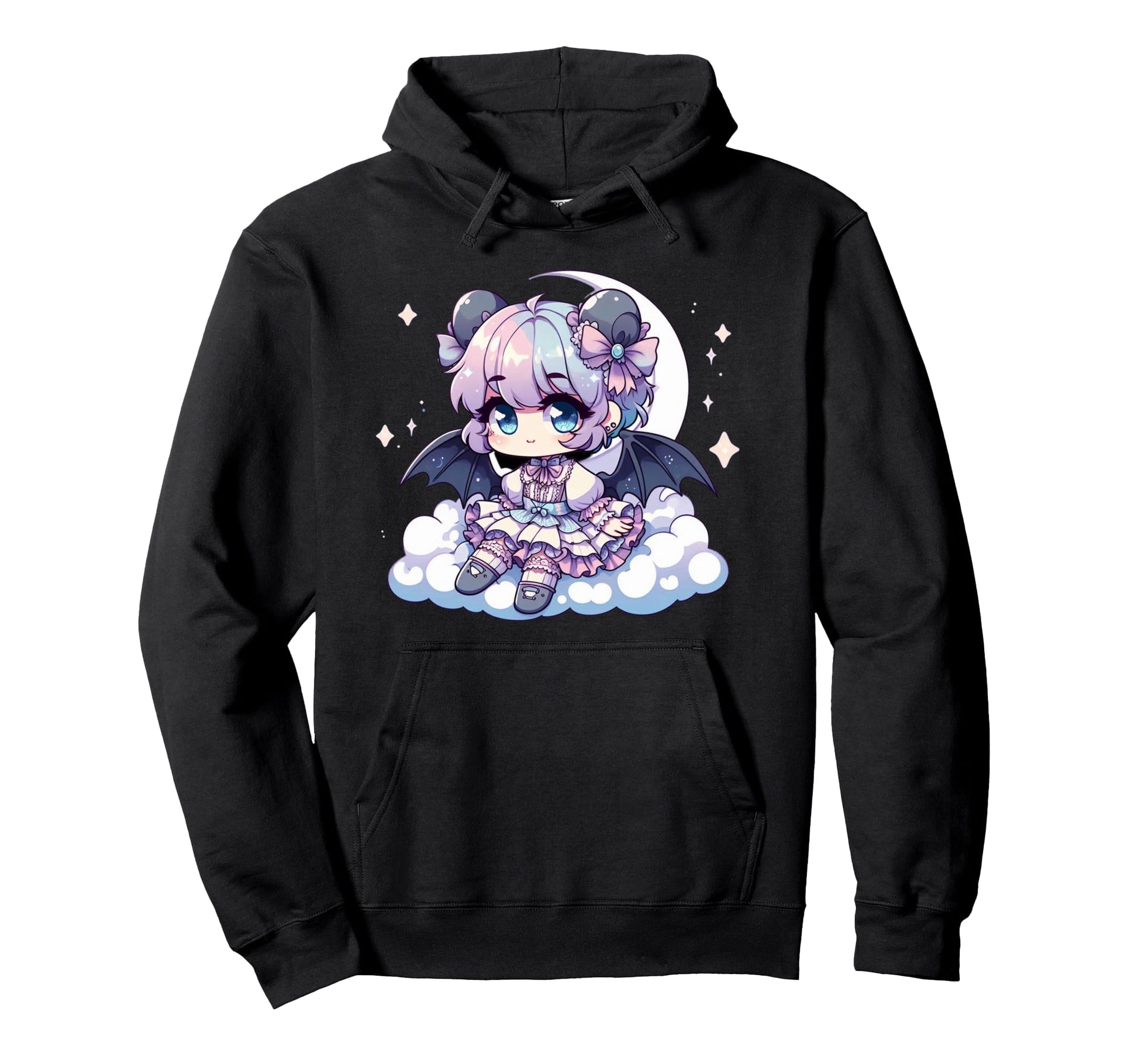 Kawaii Pastel Goth Creepy Anime Moon Hoodie - Minimalist Print for Adults - T-Shirt, Sweatshirt, Hoodie