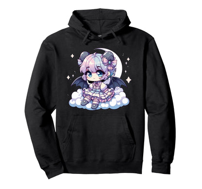 Kawaii Pastel Goth Creepy Anime Moon Hoodie - Minimalist Print for Adults - T-Shirt, Sweatshirt, Hoodie
