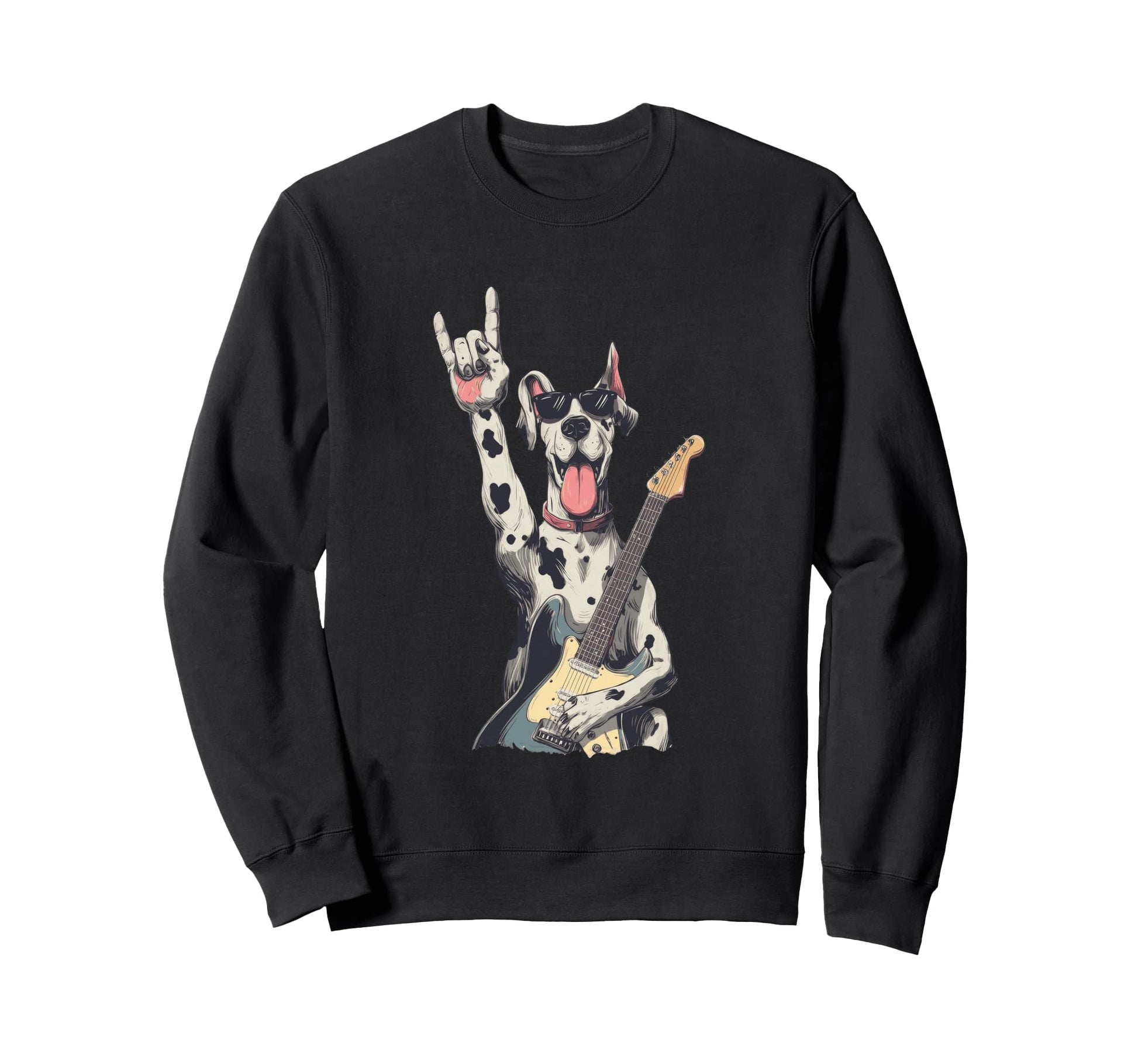 Rock Dog Guitar Playing Funny Pet Sweatshirt - Unique Graphic Men Women - T-Shirt, Sweatshirt, Hoodie