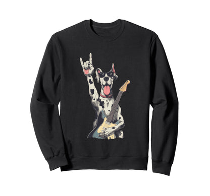 Rock Dog Guitar Playing Funny Pet Sweatshirt - Unique Graphic Men Women - T-Shirt, Sweatshirt, Hoodie