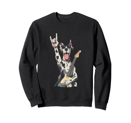 Great Dane Dog Guitar Solo Rockstar Sweatshirt - Streetwear Style Unisex - T-Shirt, Sweatshirt, Hoodie