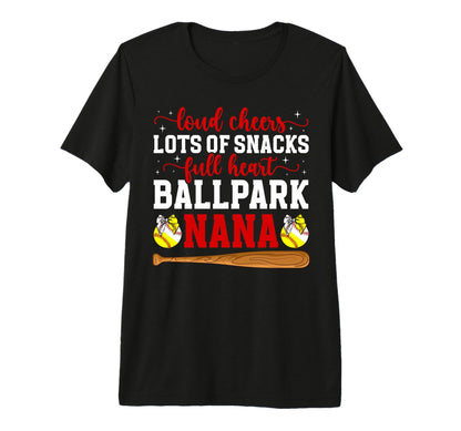 Ballpark Nana Grandma Funny Baseball T-Shirt - Custom Art Print for Adults - T-Shirt, Sweatshirt, Hoodie