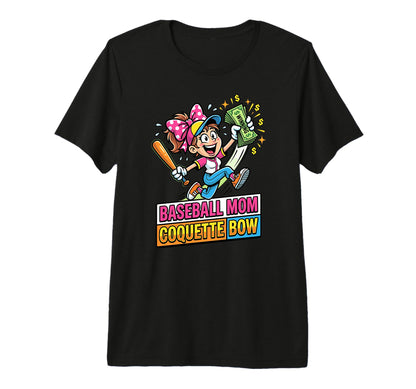 Baseball Mom Coquette Bow Day Game Tri T-Shirt - Trendy Graphic for Adults - T-Shirt, Sweatshirt, Hoodie