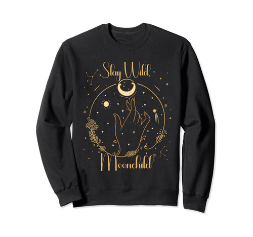 Stay Wild Moon Child Gift Peace Moon Sweatshirt - Minimalist Print Unisex - T-Shirt, Sweatshirt, Hoodie