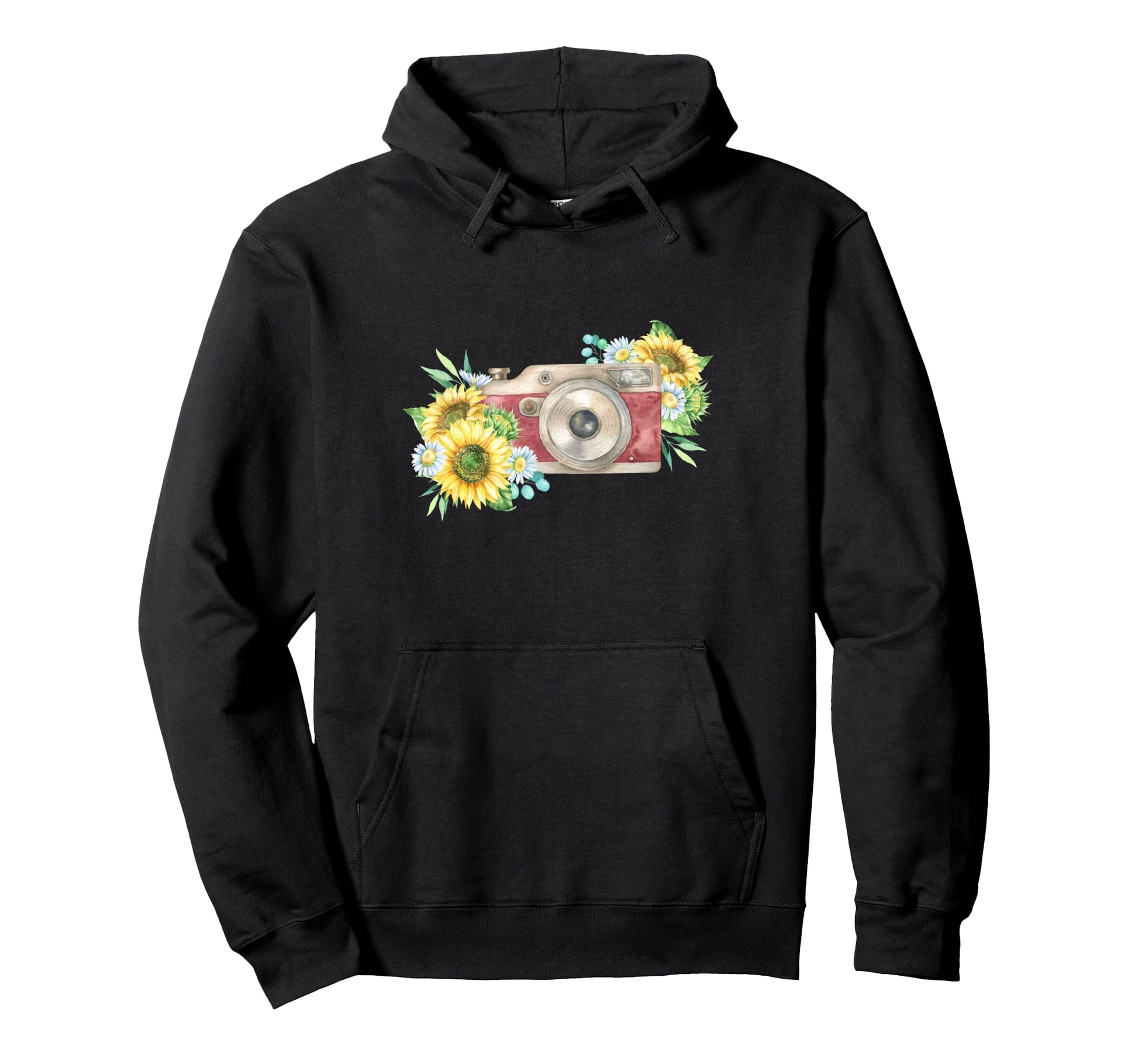 Floral Camera Daisy Hoodie - Streetwear Style Unisex - T-Shirt, Sweatshirt, Hoodie