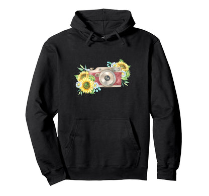 Floral Camera Daisy Hoodie - Streetwear Style Unisex - T-Shirt, Sweatshirt, Hoodie