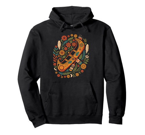 Boho Canoe Paddle Floral Kayaking Hoodie - Aesthetic Graphic for Adults - T-Shirt, Sweatshirt, Hoodie