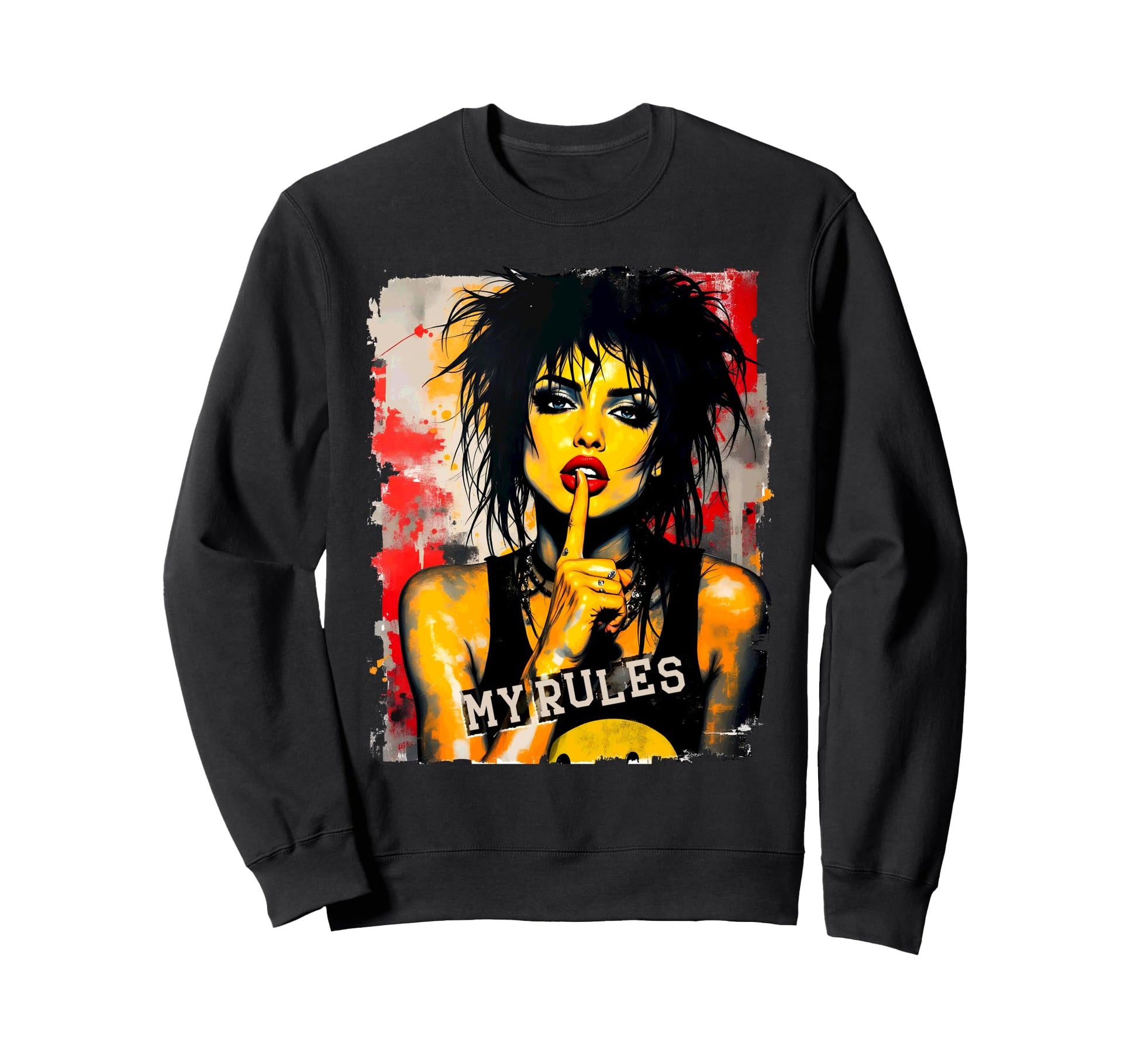Punk 90S Grunge Street Art Distressed Sweatshirt - Streetwear Style Unisex - T-Shirt, Sweatshirt, Hoodie