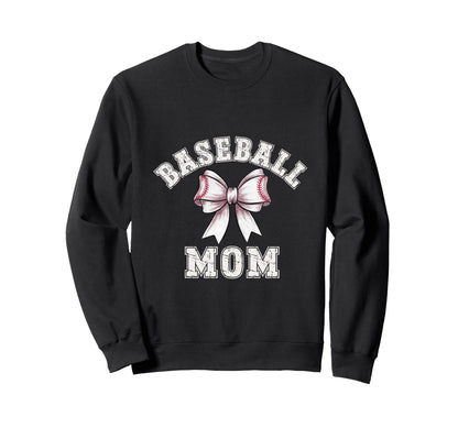 Coquette Baseball Mom Bow Game Sweatshirt - Casual Everyday Wear Men Women - T-Shirt, Sweatshirt, Hoodie
