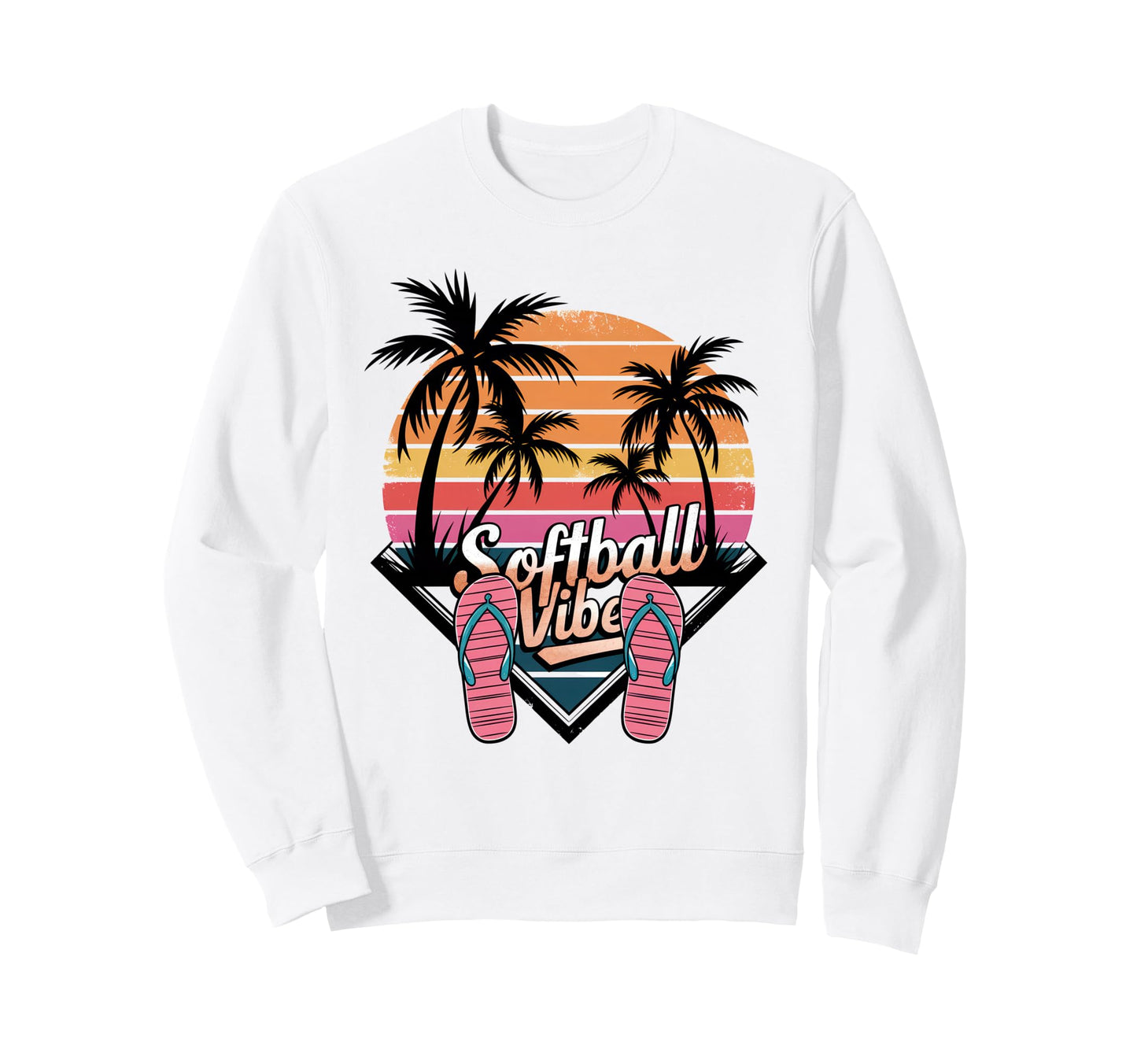 Softball Vibes Groovy Game Day Sweatshirt - Minimalist Print Unisex - T-Shirt, Sweatshirt, Hoodie