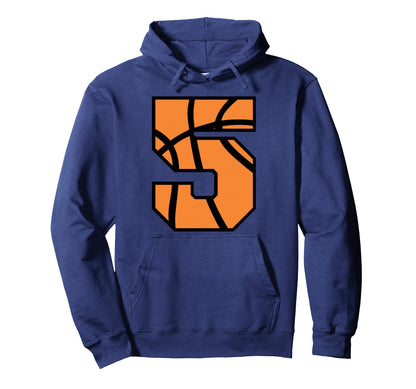 Basketball Number 5 Game Day School Spirit Hoodie - Graphic Print Unisex - T-Shirt, Sweatshirt, Hoodie