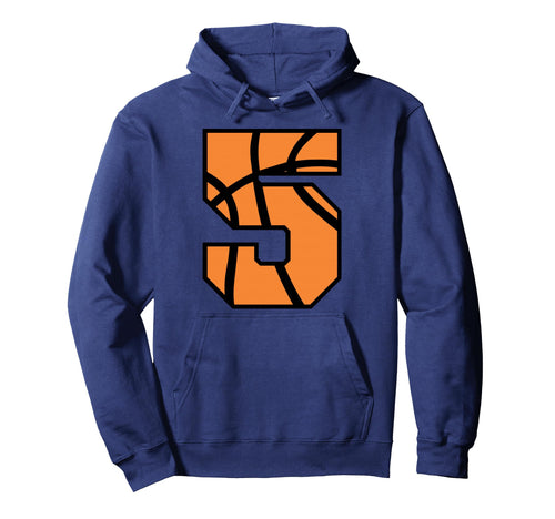 Basketball Number 5 Game Day School Spirit Hoodie - Graphic Print Unisex - T-Shirt, Sweatshirt, Hoodie