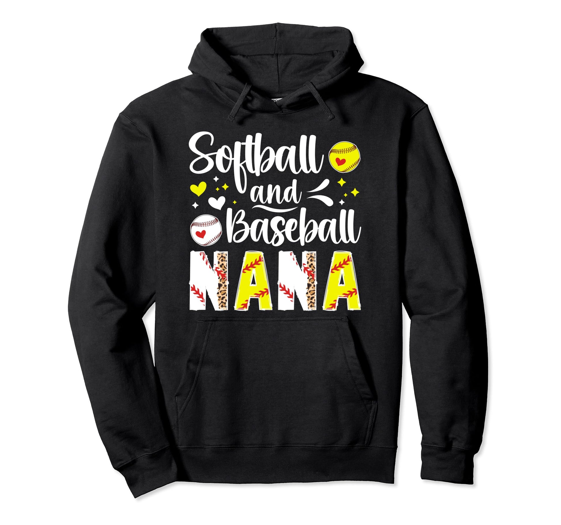 Softball Baseball Nana Grandma Baseball Hoodie - Graphic Print Men Women - T-Shirt, Sweatshirt, Hoodie