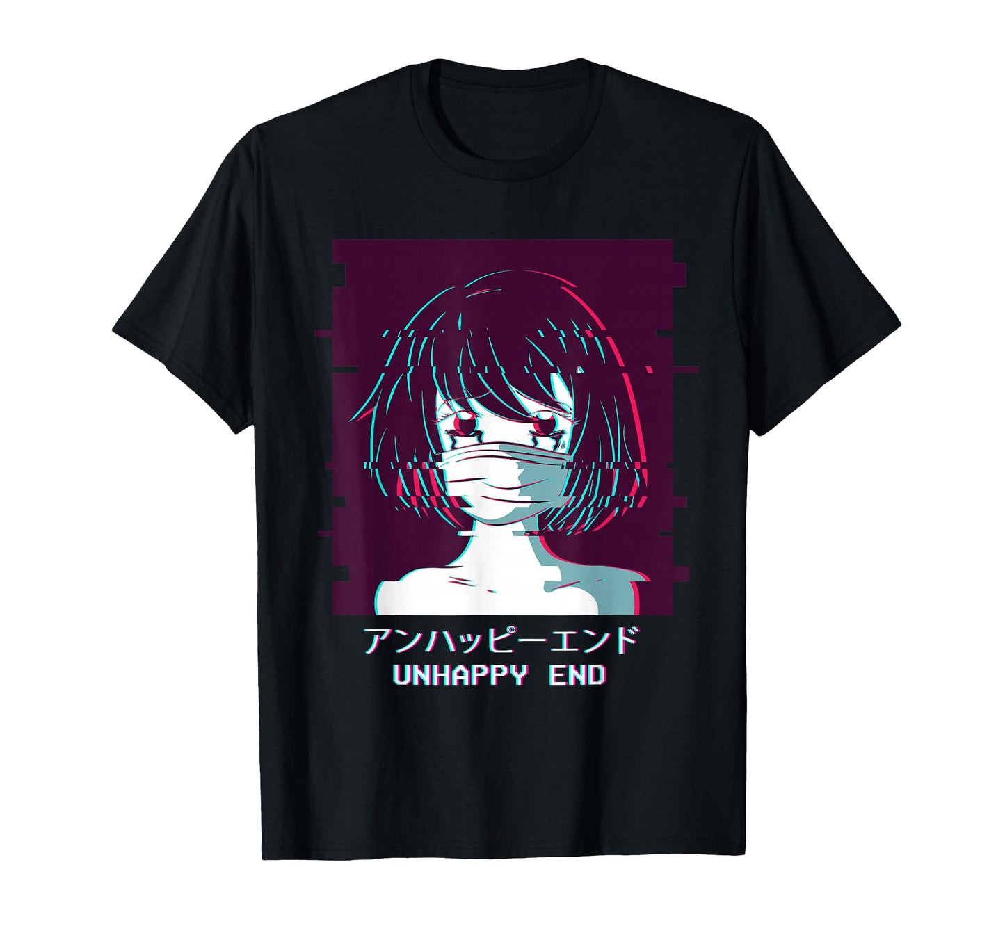 Unhappy End Anime Vaporwave T-Shirt - Aesthetic Graphic Men Women - T-Shirt, Sweatshirt, Hoodie