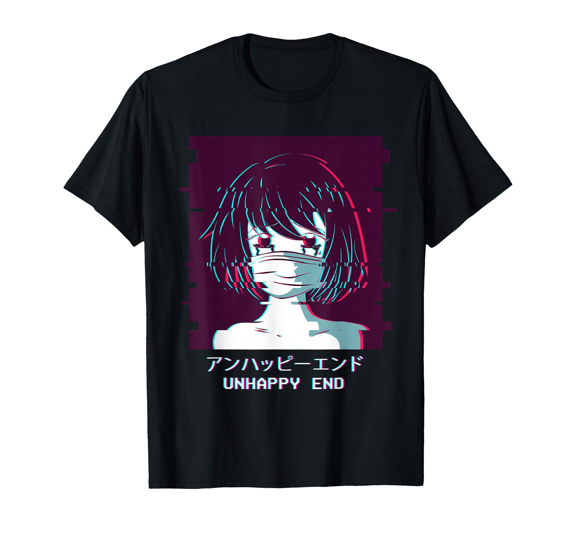 Unhappy End Anime Vaporwave T-Shirt - Aesthetic Graphic Men Women - T-Shirt, Sweatshirt, Hoodie