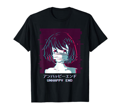 Unhappy End Anime Vaporwave T-Shirt - Aesthetic Graphic Men Women - T-Shirt, Sweatshirt, Hoodie