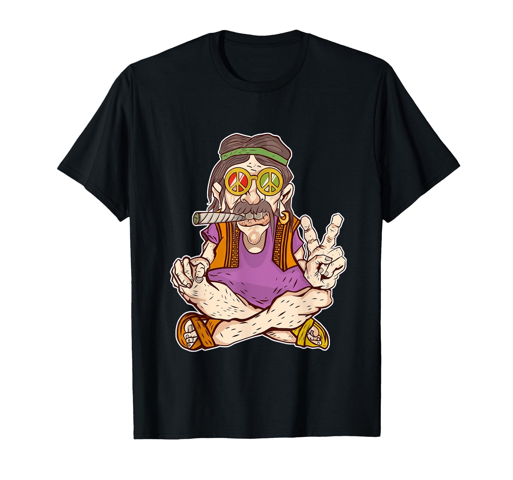 Peace Love Hippie Marijuana Cartoon Gift T-Shirt - Minimalist Print Unisex - T-Shirt, Sweatshirt, Hoodie