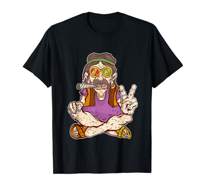 Peace Love Hippie Marijuana Cartoon Gift T-Shirt - Minimalist Print Unisex - T-Shirt, Sweatshirt, Hoodie