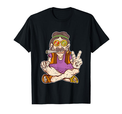 Peace Love Hippie Marijuana Cartoon Gift T-Shirt - Minimalist Print Unisex - T-Shirt, Sweatshirt, Hoodie