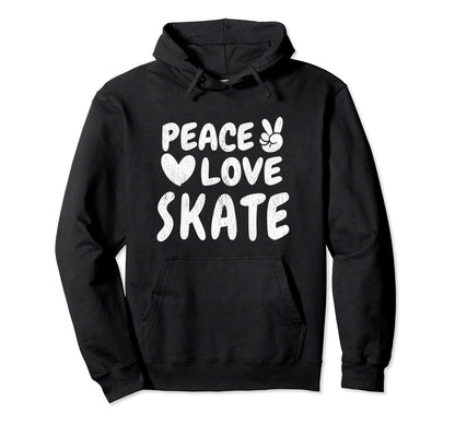 Peace Love Skate Groovy 60S 70S Hippie Hoodie - Novelty Apparel Unisex - T-Shirt, Sweatshirt, Hoodie