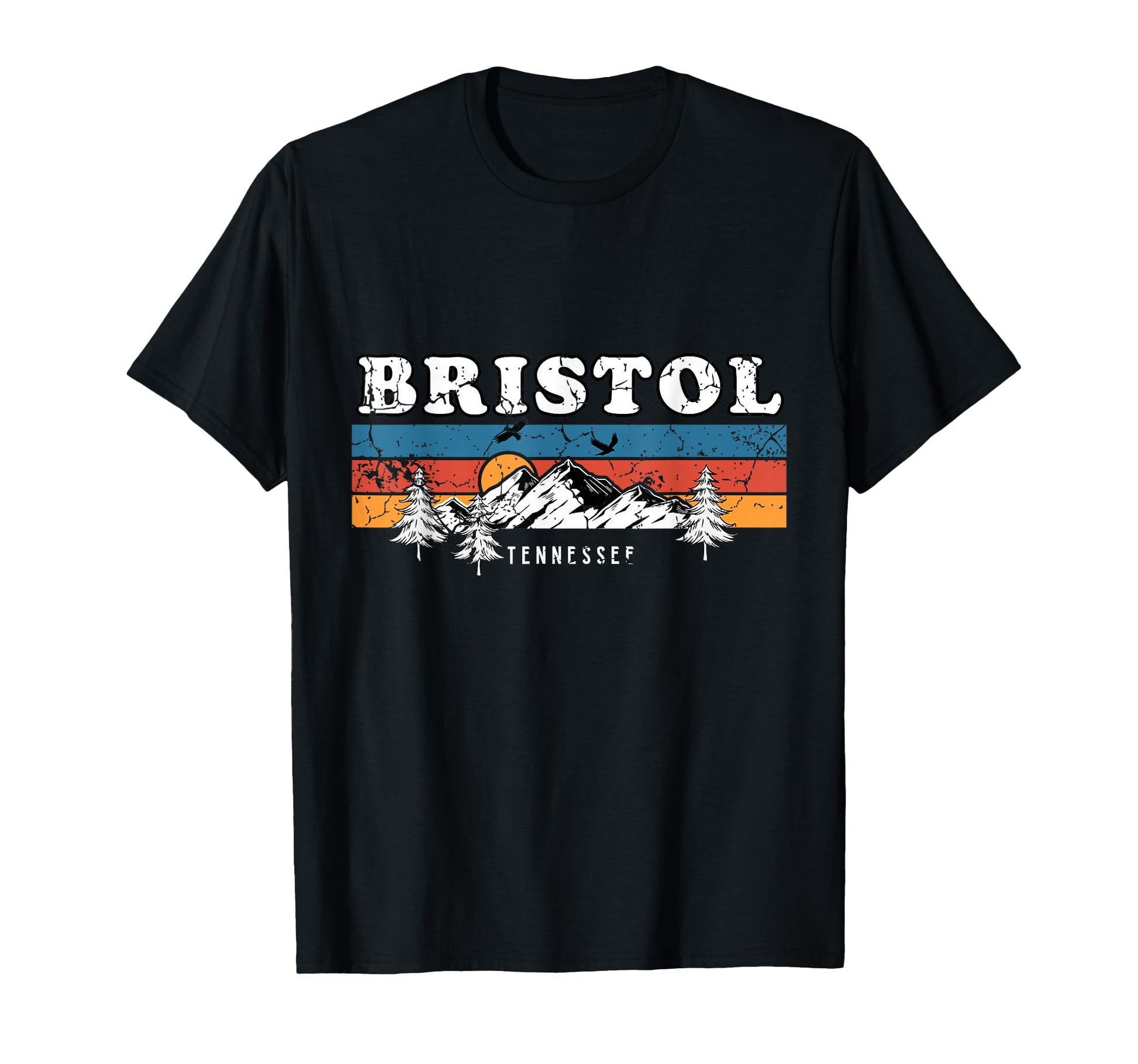 Bristol Tennessee 80S Stripes Mountains T-Shirt - Trendy Graphic Unisex - T-Shirt, Sweatshirt, Hoodie