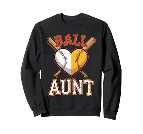 Aunt Softball Baseball Auntie Both Sweatshirt - Graphic Print for Adults - T-Shirt, Sweatshirt, Hoodie