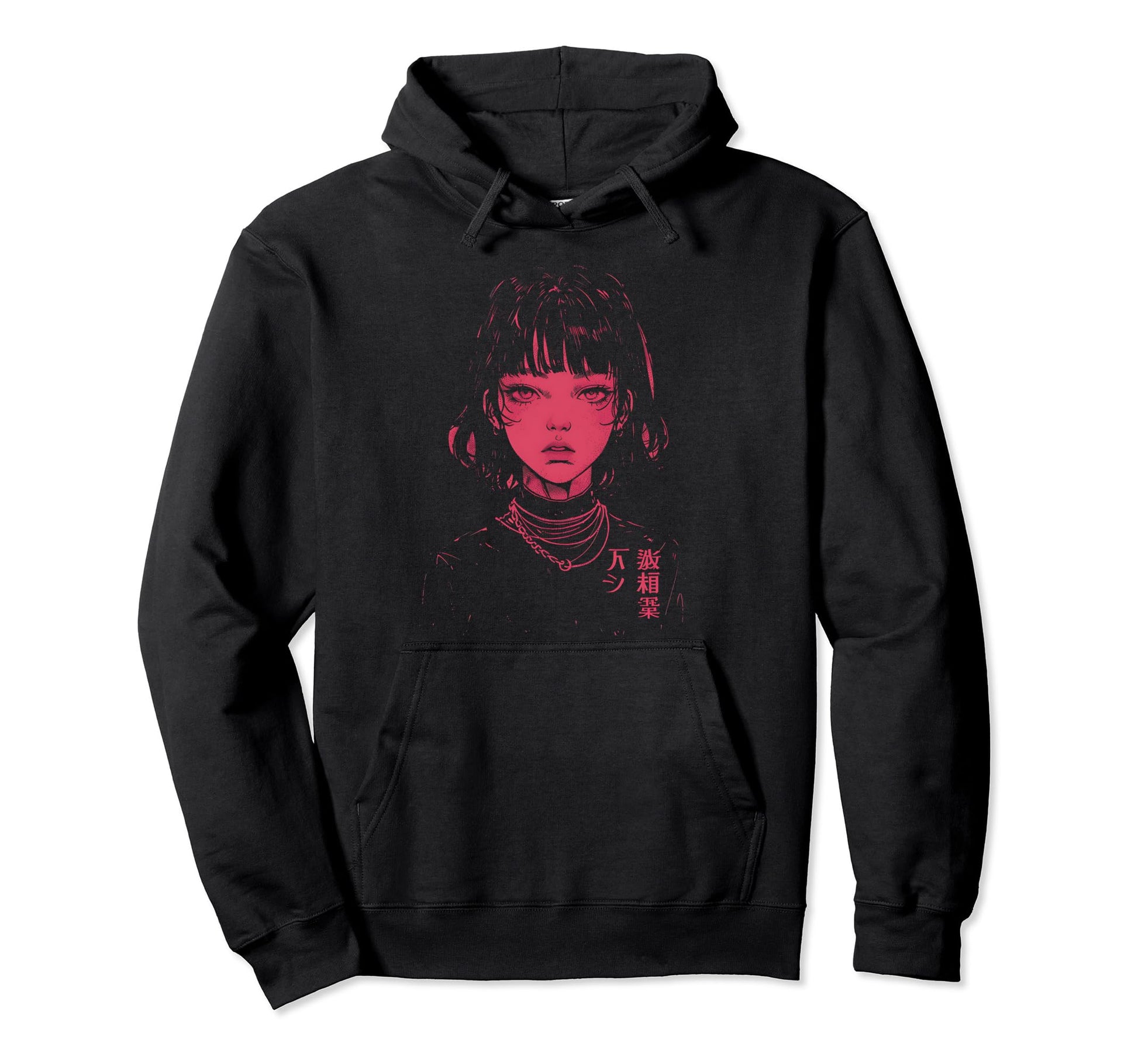 Goth Grunge Demon Anime Waifu Horror Hoodie - Minimalist Print for Adults - T-Shirt, Sweatshirt, Hoodie