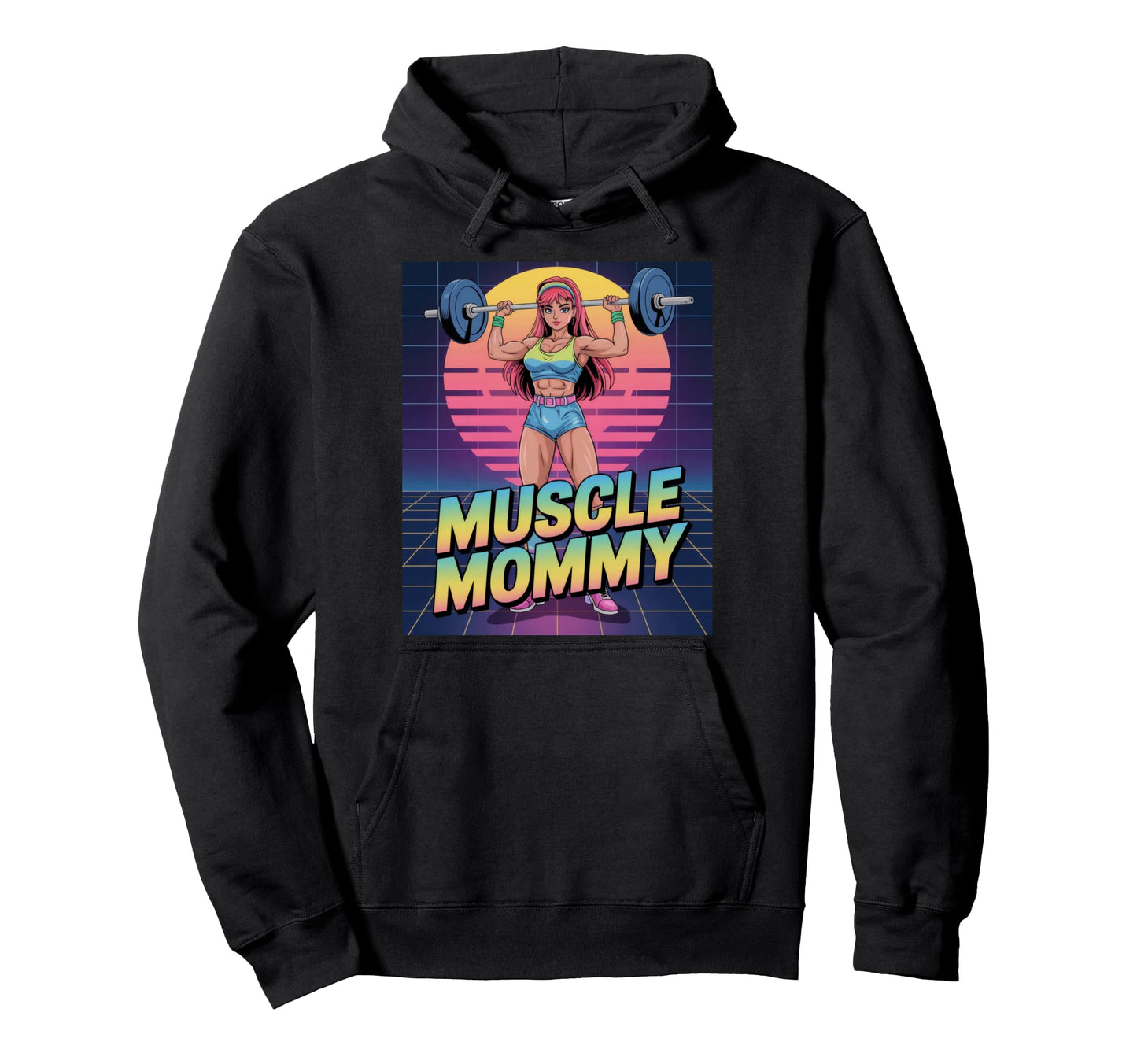 Anime Muscle Mommy Weightlifting Hoodie - Casual Everyday Wear for Adults - T-Shirt, Sweatshirt, Hoodie