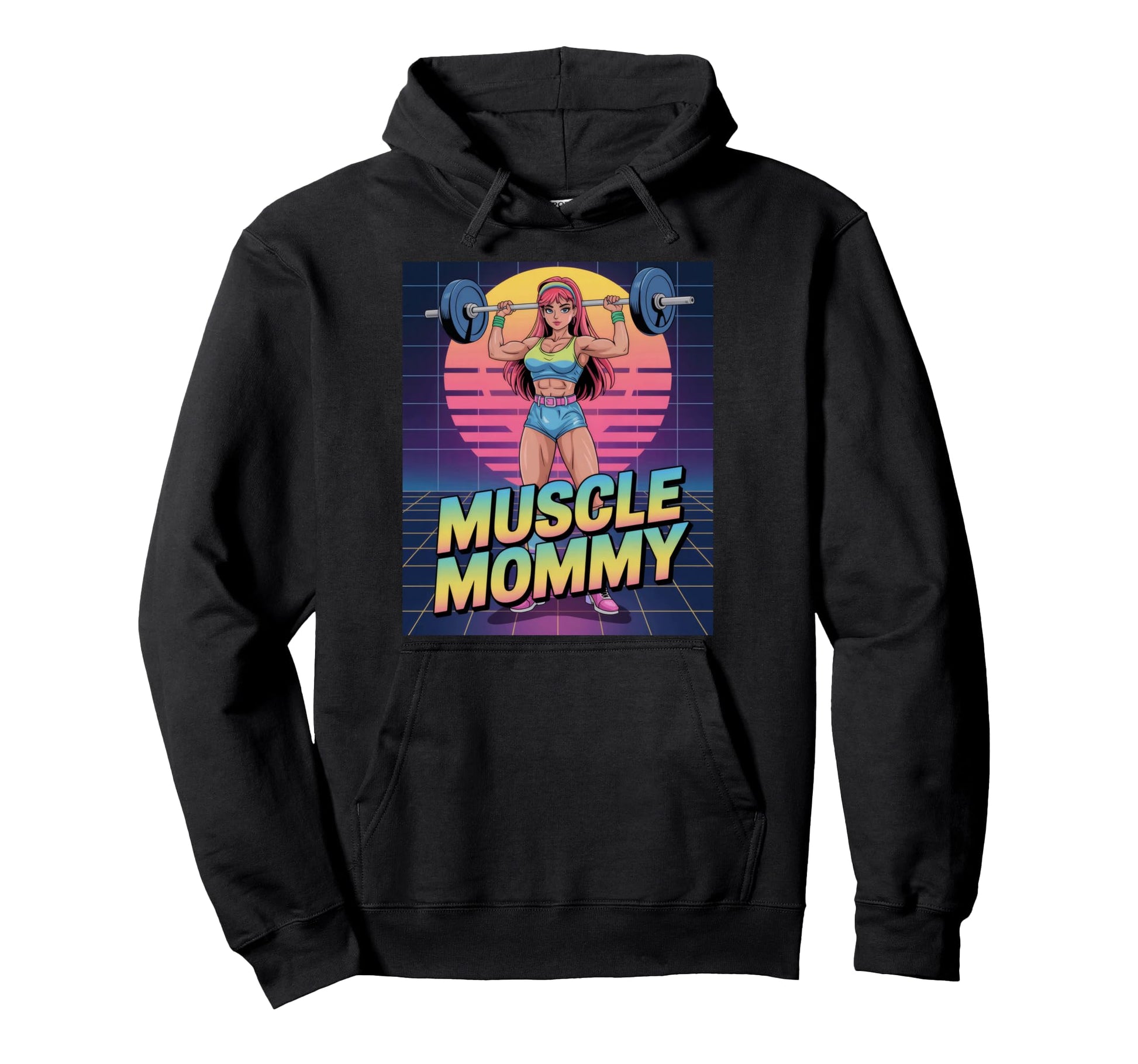 Anime Muscle Mommy Weightlifting Hoodie - Casual Everyday Wear for Adults - T-Shirt, Sweatshirt, Hoodie