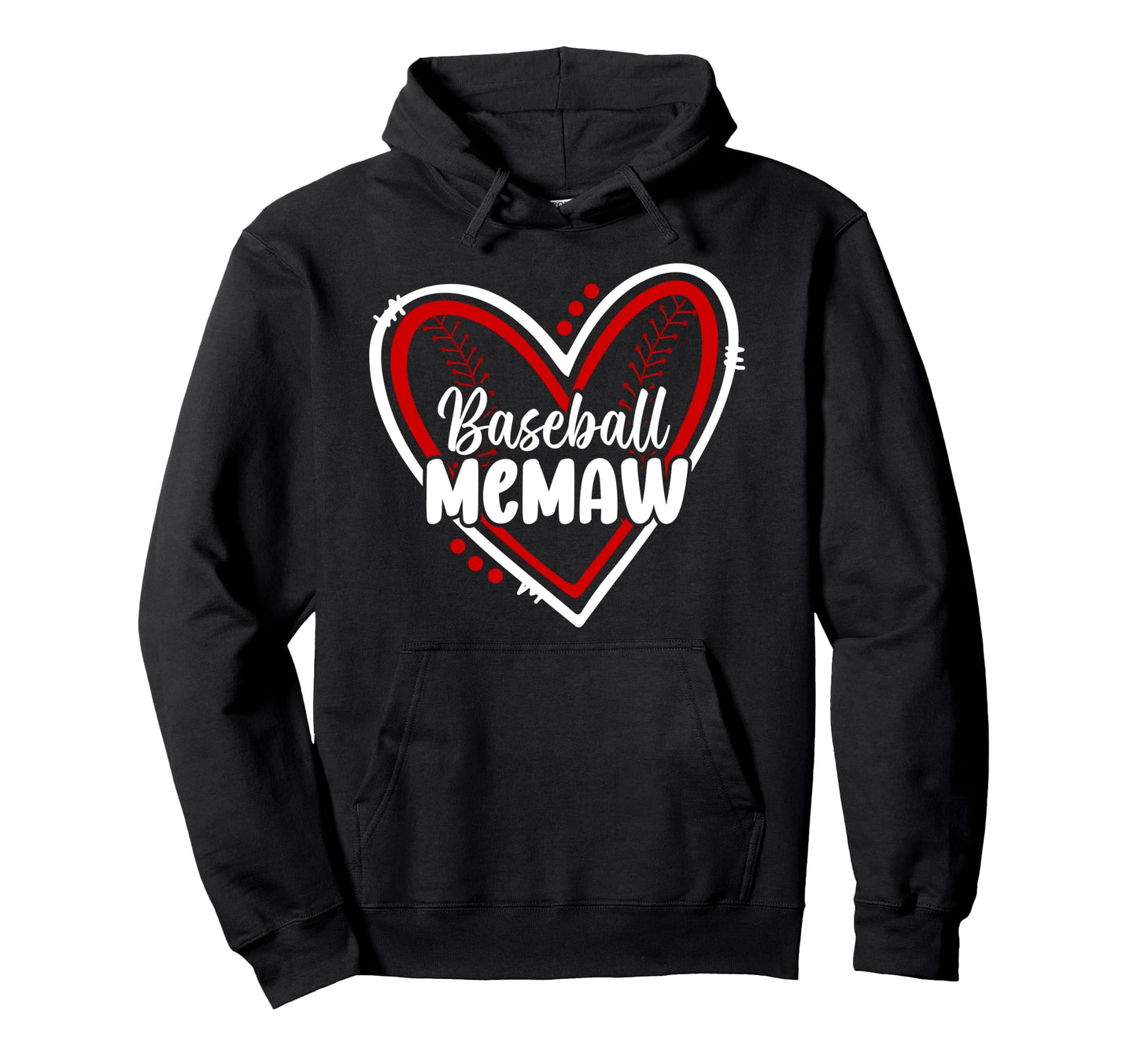Baseball Memaw Heart Memaw Baseball Hoodie - Minimalist Print Men Women - T-Shirt, Sweatshirt, Hoodie