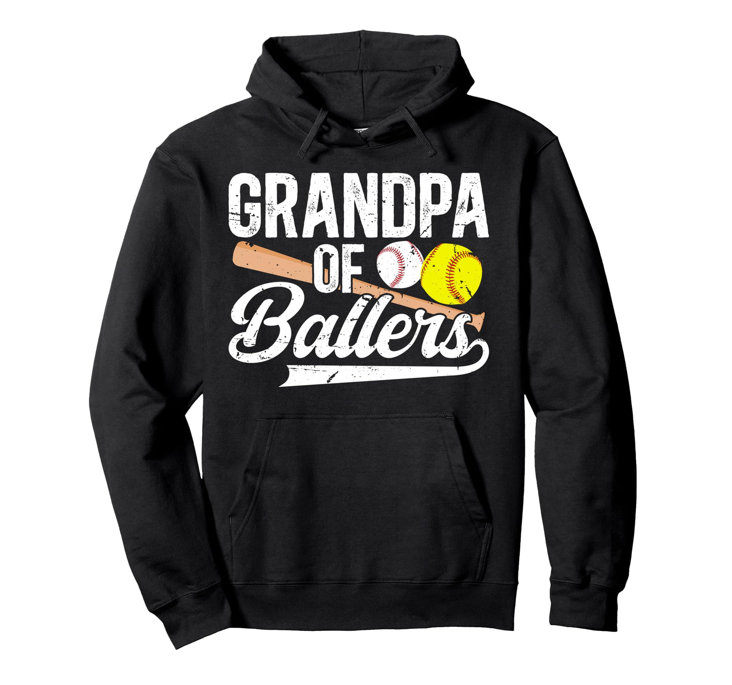 Grandpa Ballers Baseball Softball Hoodie - Novelty Apparel for Adults - T-Shirt, Sweatshirt, Hoodie