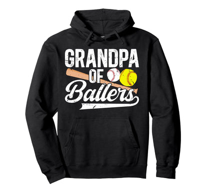 Grandpa Ballers Baseball Softball Hoodie - Novelty Apparel for Adults - T-Shirt, Sweatshirt, Hoodie