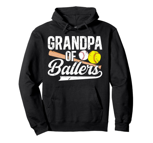 Grandpa Ballers Baseball Softball Hoodie - Novelty Apparel for Adults - T-Shirt, Sweatshirt, Hoodie