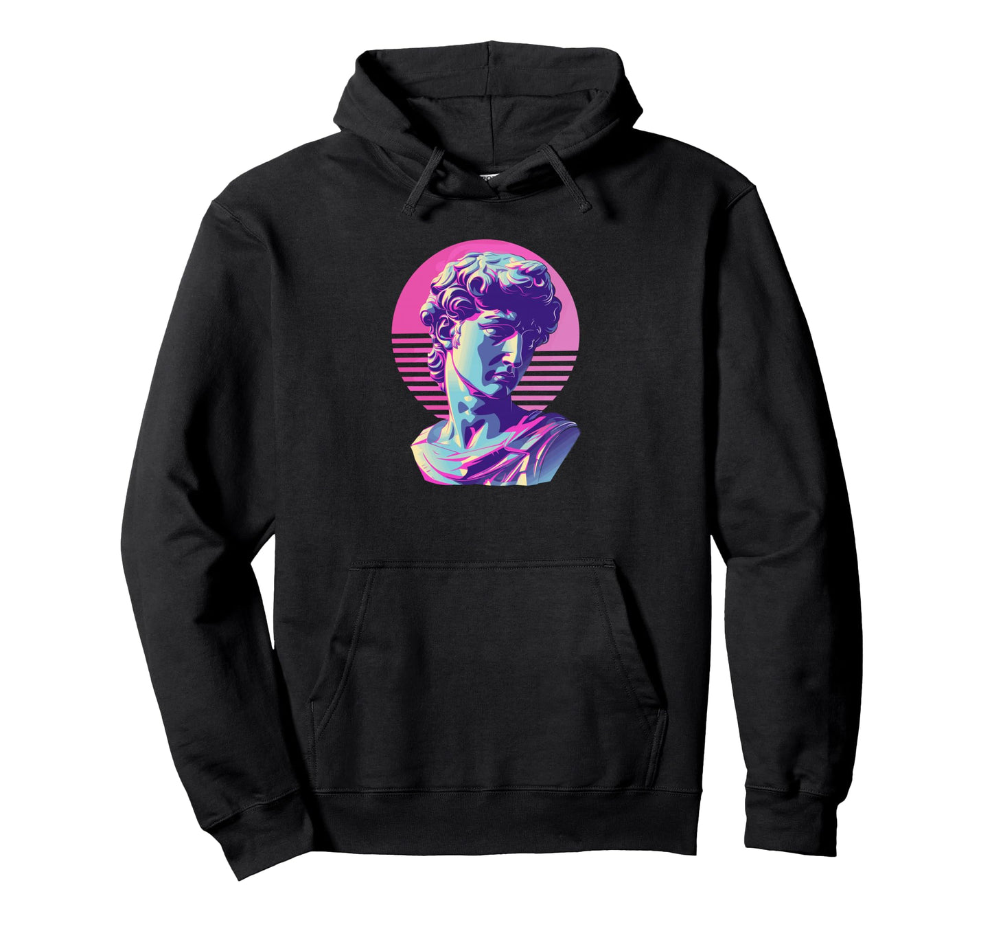Aesthetic Statue Synthwave Vaporwave Hoodie - Novelty Apparel for Adults - T-Shirt, Sweatshirt, Hoodie