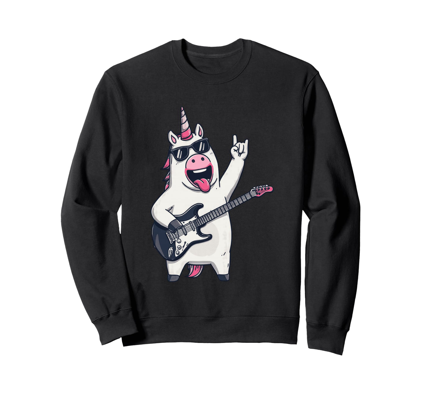 Rock Unicorn Guitarist Electric Sweatshirt - Casual Everyday Wear Unisex - T-Shirt, Sweatshirt, Hoodie