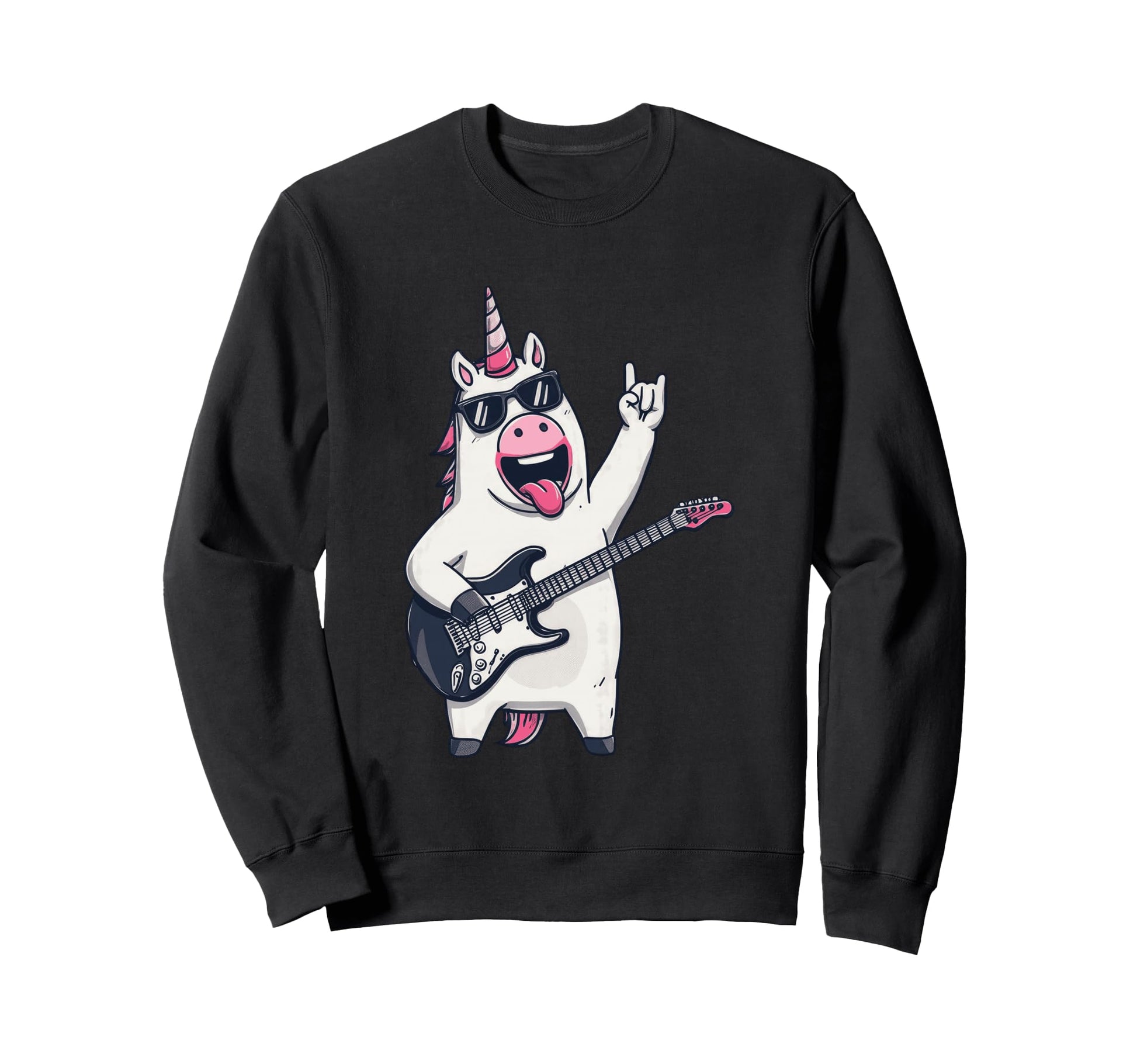 Rock Unicorn Guitarist Electric Sweatshirt - Casual Everyday Wear Unisex - T-Shirt, Sweatshirt, Hoodie