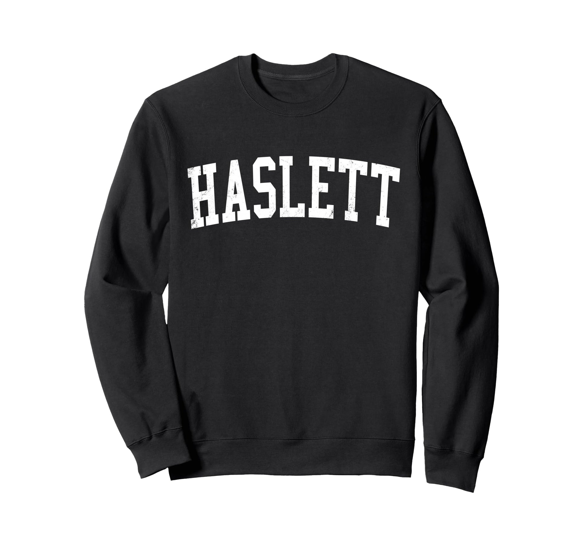 Haslett Mi Distressed White Sweatshirt - Minimalist Print for Adults - T-Shirt, Sweatshirt, Hoodie