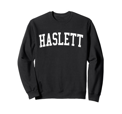 Haslett Mi Distressed White Sweatshirt - Minimalist Print for Adults - T-Shirt, Sweatshirt, Hoodie