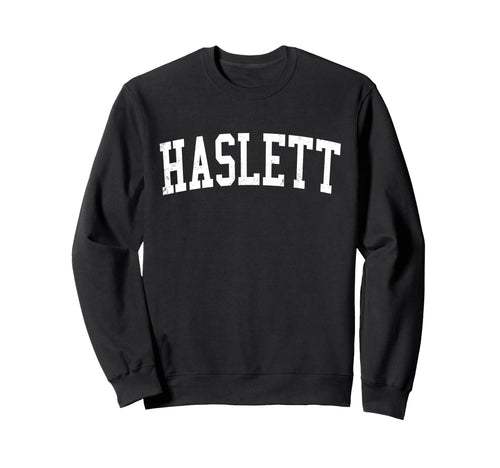 Haslett Mi Distressed White Sweatshirt - Minimalist Print for Adults - T-Shirt, Sweatshirt, Hoodie
