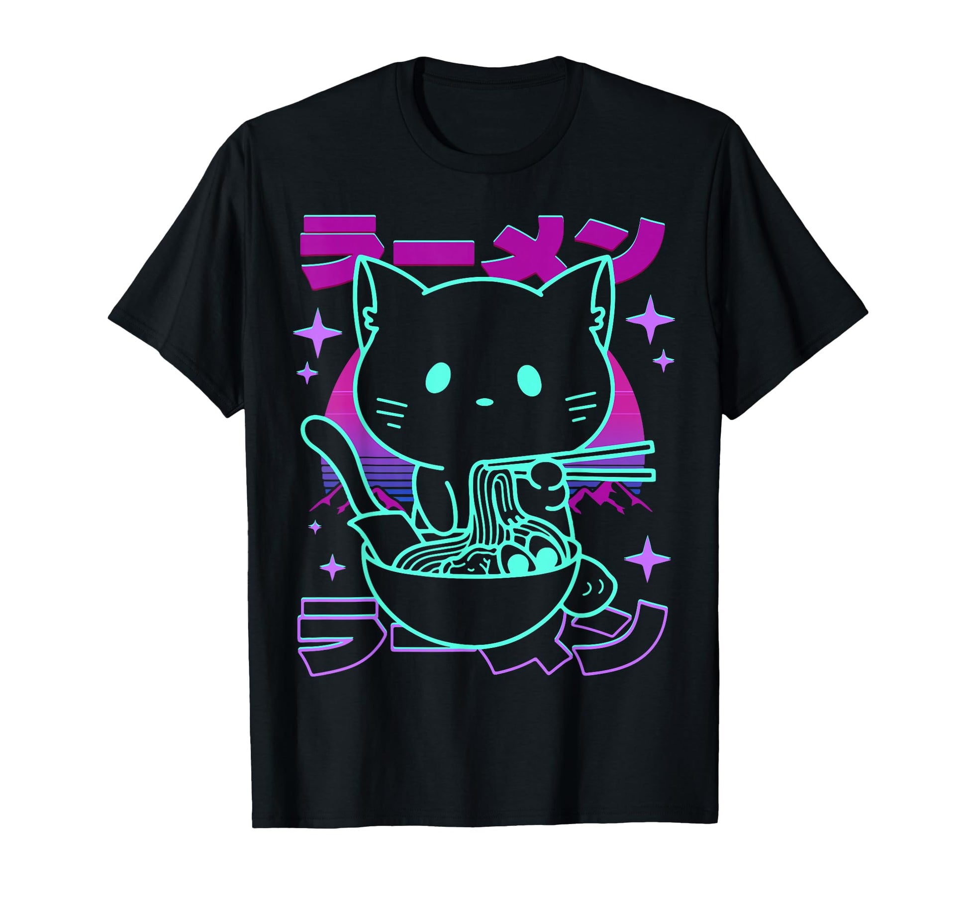 Anime Ramen Cat Japanese Noodles T-Shirt - Fun Novelty Design for Adults - T-Shirt, Sweatshirt, Hoodie
